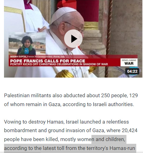 Pope Deplores Desperate Humanitarian Situation In Gaza Calls For Immediate Ceasefire In Gaza 